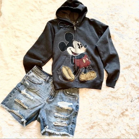 Disneyland Hanes Mickey Mouse Hoodie Charcoal Gray - Picture 3 of 6